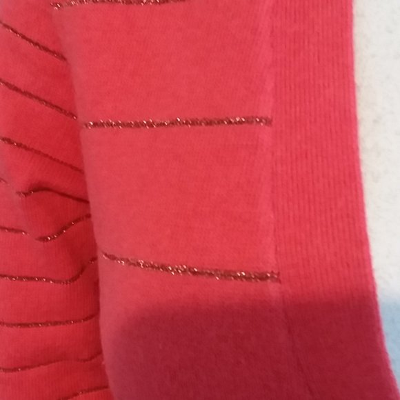 American Eagle red fitted cardigan with sparkle stripes, size small - Picture 4 of 7